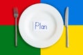 DIet plan word, with plate knife and fork Royalty Free Stock Photo