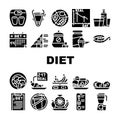 Diet Products And Tool Collection Icons Set Vector