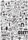 Diet , raw food - doodles set Royalty Free Stock Photo