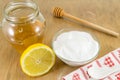 Diet recipe: baking soda, lemon and honey Royalty Free Stock Photo