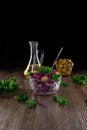 Diet of red cabbage and green olives Royalty Free Stock Photo