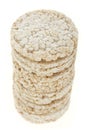 Diet rice cakes pile isolated on white Royalty Free Stock Photo