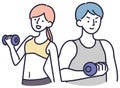 Diet Simple illustration of a man and woman doing muscle training