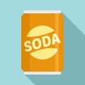 Diet soda tin can icon, flat style
