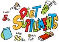 Diet supplements doodle set Royalty Free Stock Photo