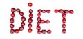DIET text made of cherries. Concept.