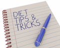 Diet Tips Tricks Notepad Pen Writing Words Royalty Free Stock Photo
