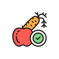 Diet, vegetables, fruits, proper nutrition flat color line icon. Royalty Free Stock Photo