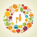 Diet, vitamins, healthy eating icons. Beautiful illustration picture. Generative AI