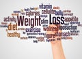 Diet and weight loss word cloud and hand with marker concept Royalty Free Stock Photo