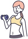 Diet woman doing muscle training simple illustration