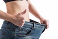 Diet woman, Slimming waist of young woman. Royalty Free Stock Photo