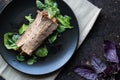 Diet wrap with meat and greens Royalty Free Stock Photo