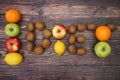 Diet written with fruits
