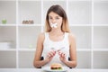 Diet. Young woman with duct tape over her mouth, preventing her Royalty Free Stock Photo