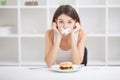 Diet. Young woman with duct tape over her mouth, preventing her Royalty Free Stock Photo