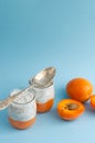 Dietary desserts with smashed apricot and chia pudding