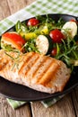 Dietary food: grilled salmon and vegetable salad with arugula cl Royalty Free Stock Photo