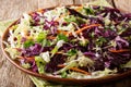 Dietary home food: salad of white and red cabbage with carrots, Royalty Free Stock Photo