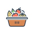 Color illustration icon for Dietary, wholesome and fruit basket