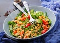 Dietary menu. Healthy vegan salad of fresh vegetables Royalty Free Stock Photo