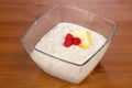Dietary Rice porridge with raspberry
