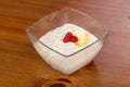 Dietary Rice porridge with raspberry