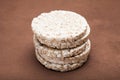 Dietary rice snack on a brown background