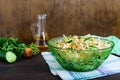 Dietary salad with cabbage, cucumber, carrot, greens. Juicy spring salad with fresh vegetables Royalty Free Stock Photo