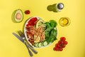 Dietary salad with chicken, avocado, cucumber, tomato and spinach Royalty Free Stock Photo