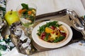 Dietary salad with orange, pomegranate and carom, centimeter for a good figure