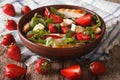Dietary salad with strawberries, grilled chicken, brie and arugula Royalty Free Stock Photo