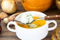 Dietary soup puree with rice, carrots and pumpkin Royalty Free Stock Photo