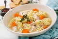 Dietary soup with turkey or chicken fillet with pasta