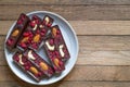 Dietary tea treat for vegan or raw foodists. Healthy homemade recipe chocolate sticks with almonds, cashews and Royalty Free Stock Photo