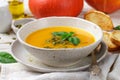 Dietary vegetarian pumpkin cream soup puree Royalty Free Stock Photo