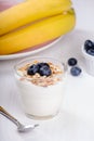 Dietetic breakfast - fruits, yoghurt and muesli Royalty Free Stock Photo