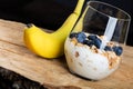 Dietetic breakfast - fruits, yoghurt and muesli Royalty Free Stock Photo