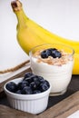 Dietetic breakfast - fruits, yoghurt and muesli Royalty Free Stock Photo