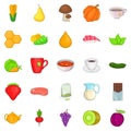 Dietetic icons set, cartoon style