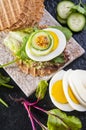 Dietetic sandwich with egg and vegetables