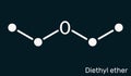 Diethyl ether, ethyl ether molecule. It is an ether in which the oxygen atom is linked to two ethyl groups. Skeletal chemical Royalty Free Stock Photo