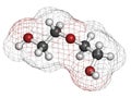 Diethylene glycol chemical solvent molecule. Highly toxic. Used as adulterant in wine, syrups and counterfeit drugs.