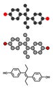 Diethylstilbestrol (DES, stilboestrol) synthetic estrogen molecule