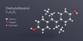 diethylstilbestrol molecule 3d rendering, flat molecular structure with chemical formula and atoms color coding Royalty Free Stock Photo