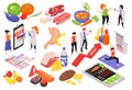 Dietician Isometric Icon Set