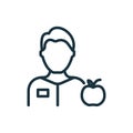 Dietitian Man Doctor Line Icon. Male Nutritionist Linear Pictogram. Nutrition Specialist Advice Healthy Food Outline