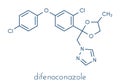 Difenoconazole fungicide molecule. Skeletal formula
