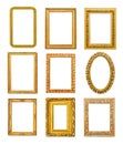 Diferent shape golden frames Royalty Free Stock Photo