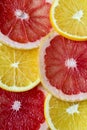 Diferent sliced citrus: orange and grapefruit